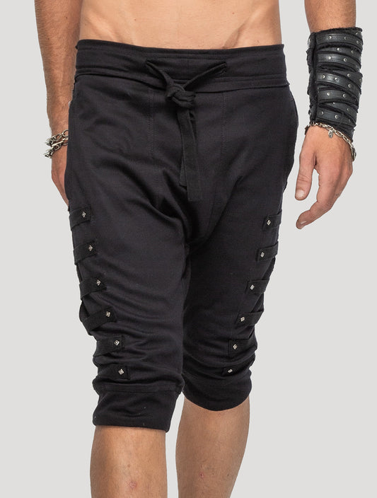 Black Slashed 100% Organic Cotton Track Shorts - Psylo Fashion