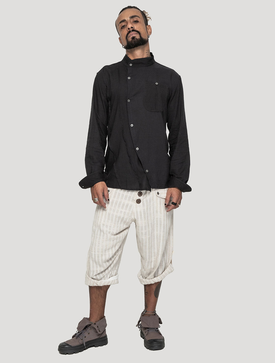 Black 'Tyr RMX' Long Sleeves Shirt - Psylo Fashion