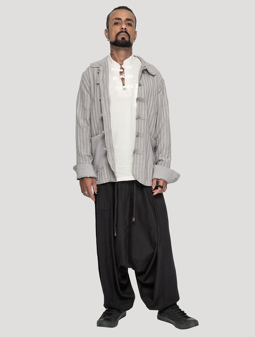 Concrete 'Taiji' Striped Shacket - Psylo Fashion