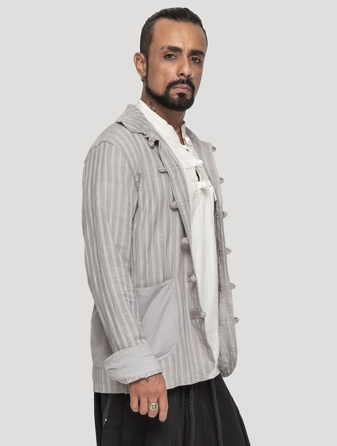 Concrete 'Taiji' Striped Shacket - Psylo Fashion