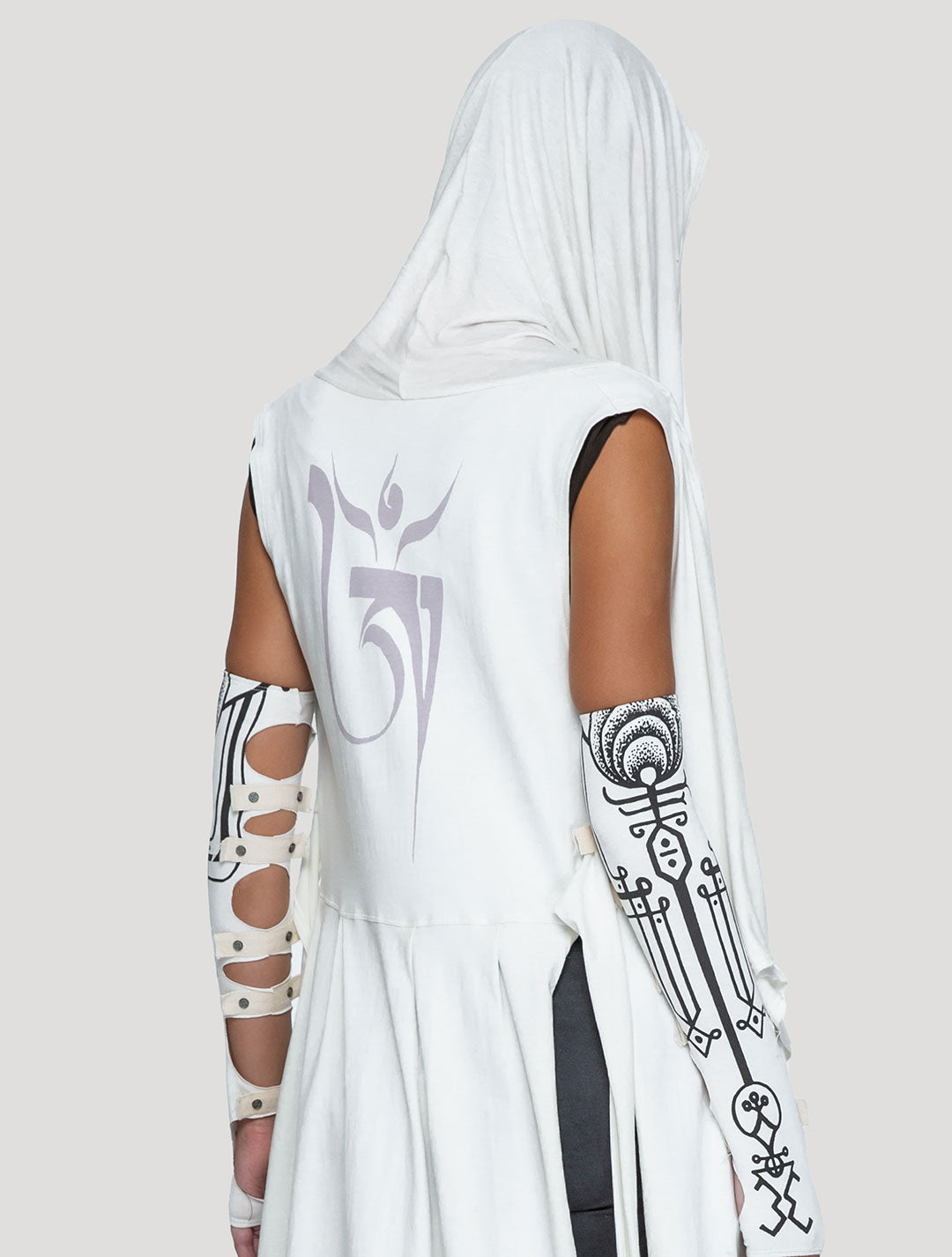 Off White Virgin Hooded Long Kaftan - Psylo Fashion