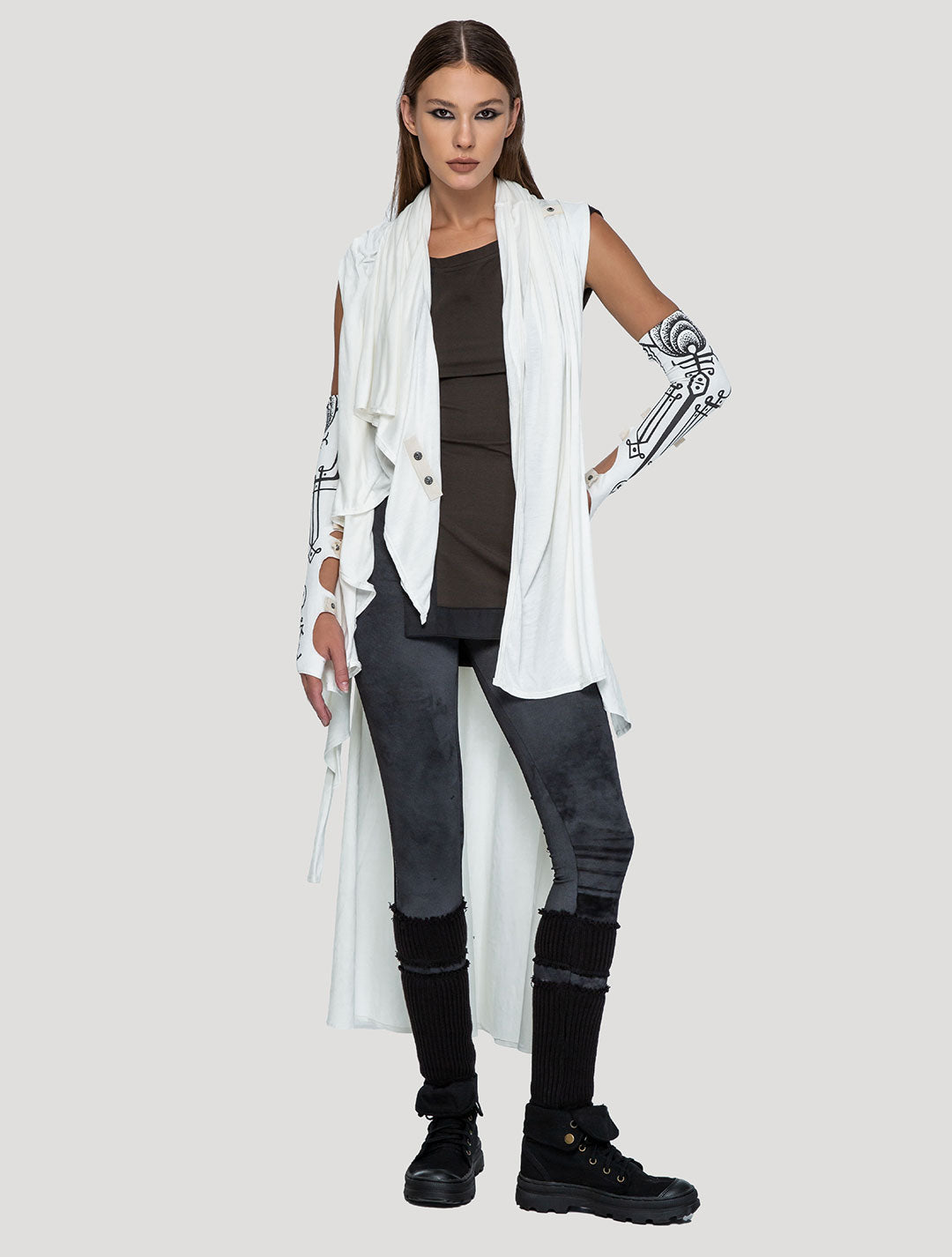 Off White Virgin Hooded Long Kaftan - Psylo Fashion