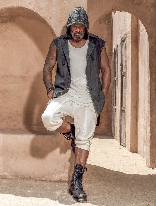 'Lynx' Hooded Sleeveless Buttoned Shirt - Psylo Fashion