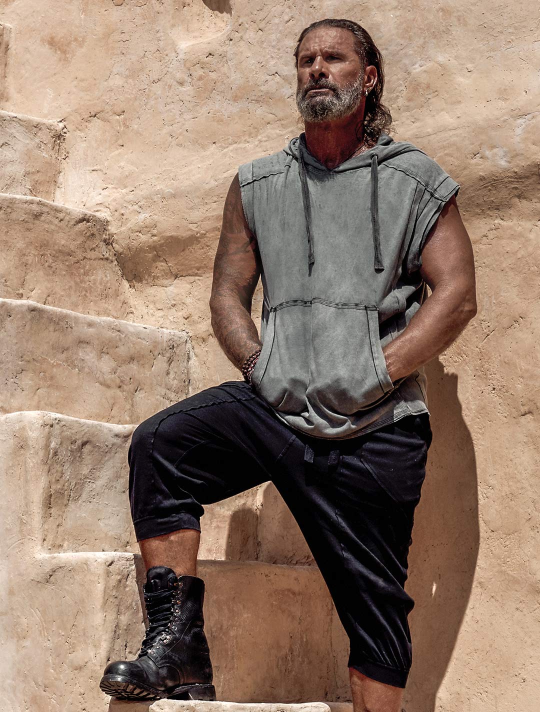 100% Cotton 'Rhino' Sleeveless Baggy Hoodie Sweatshirt – Psylo Fashion