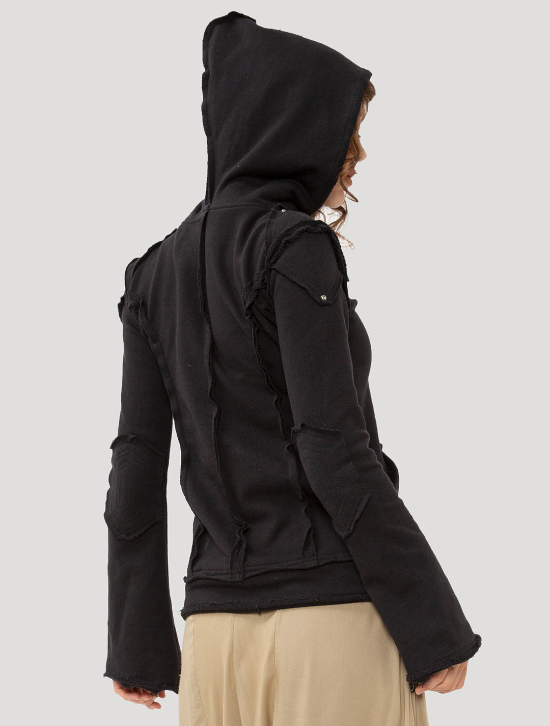 Black 'Armour' 100% Cotton Hoodie Jacket - Psylo Fashion