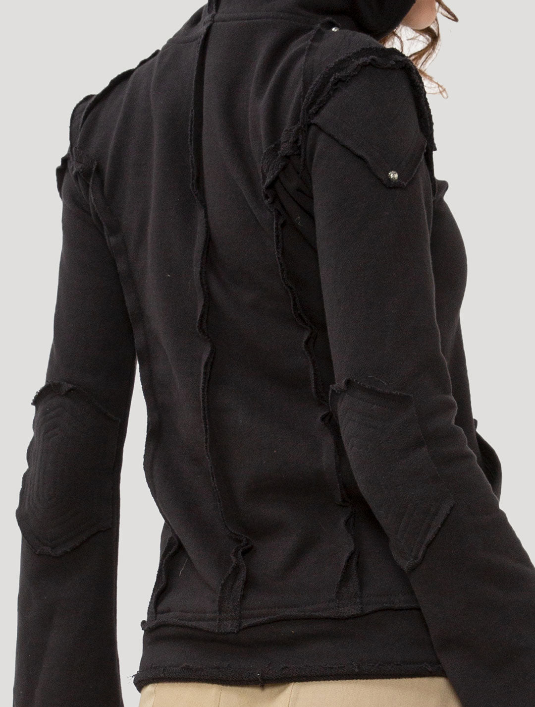 Black 'Armour' 100% Cotton Hoodie Jacket - Psylo Fashion