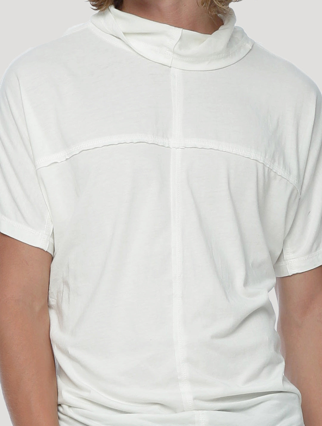 White Baggy Short Sleeves Tee by Psylo Fashion