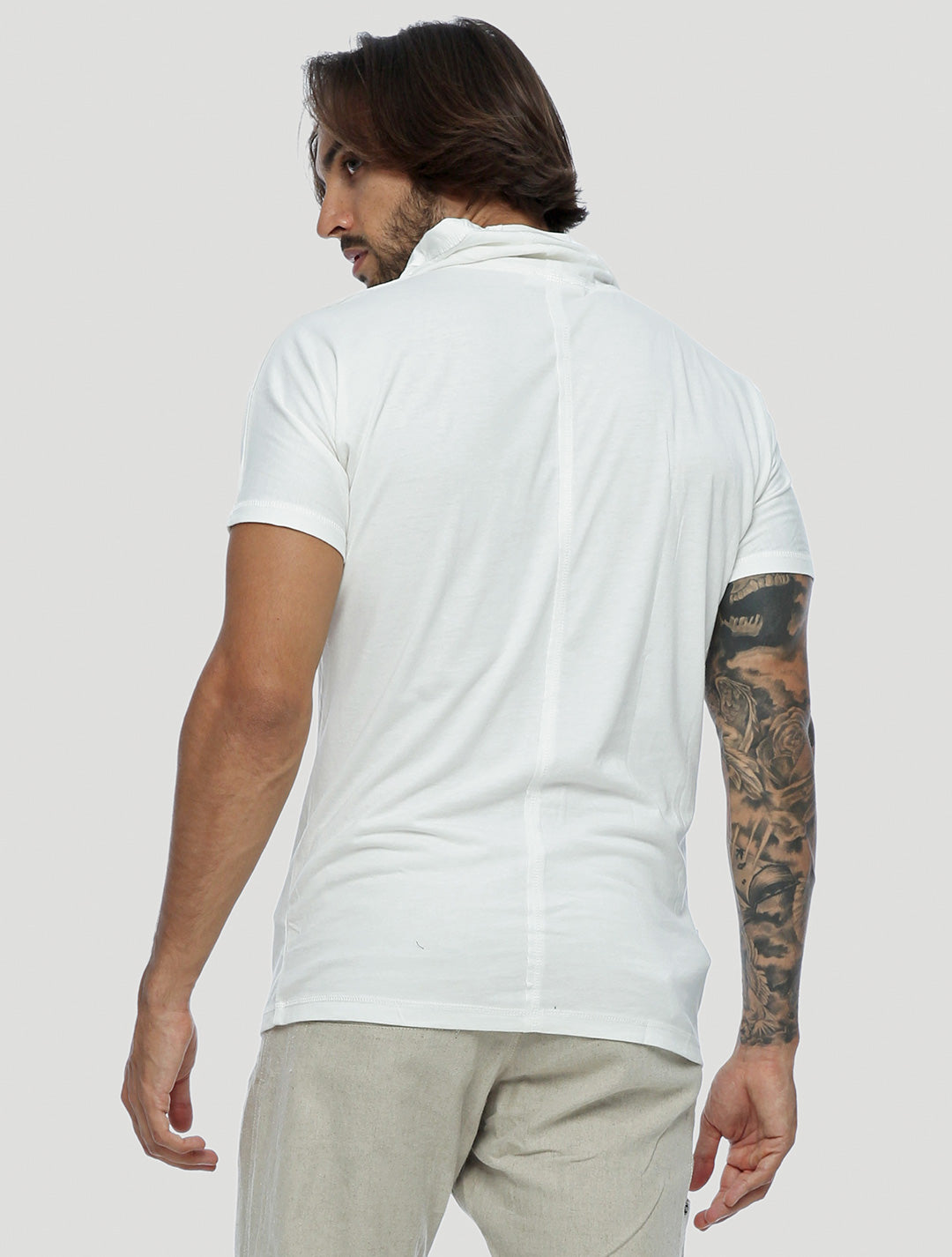 White Baggy Short Sleeves Tee by Psylo Fashion