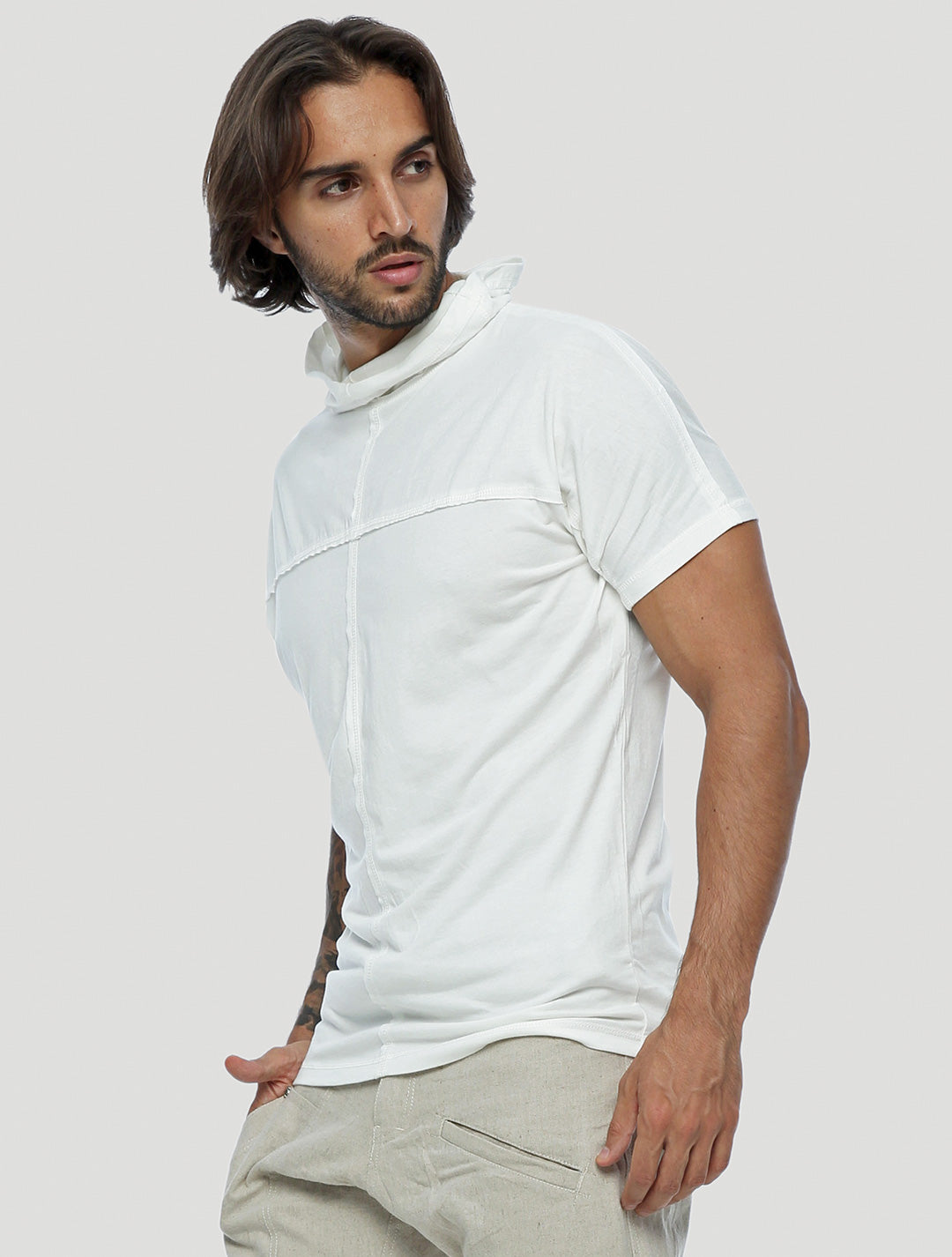 White Baggy Short Sleeves Tee by Psylo Fashion