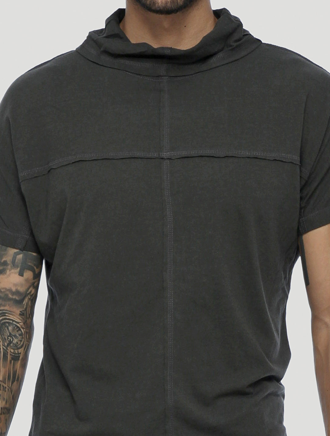 Olive Green Baggy Short Sleeves Tee by Psylo Fashion