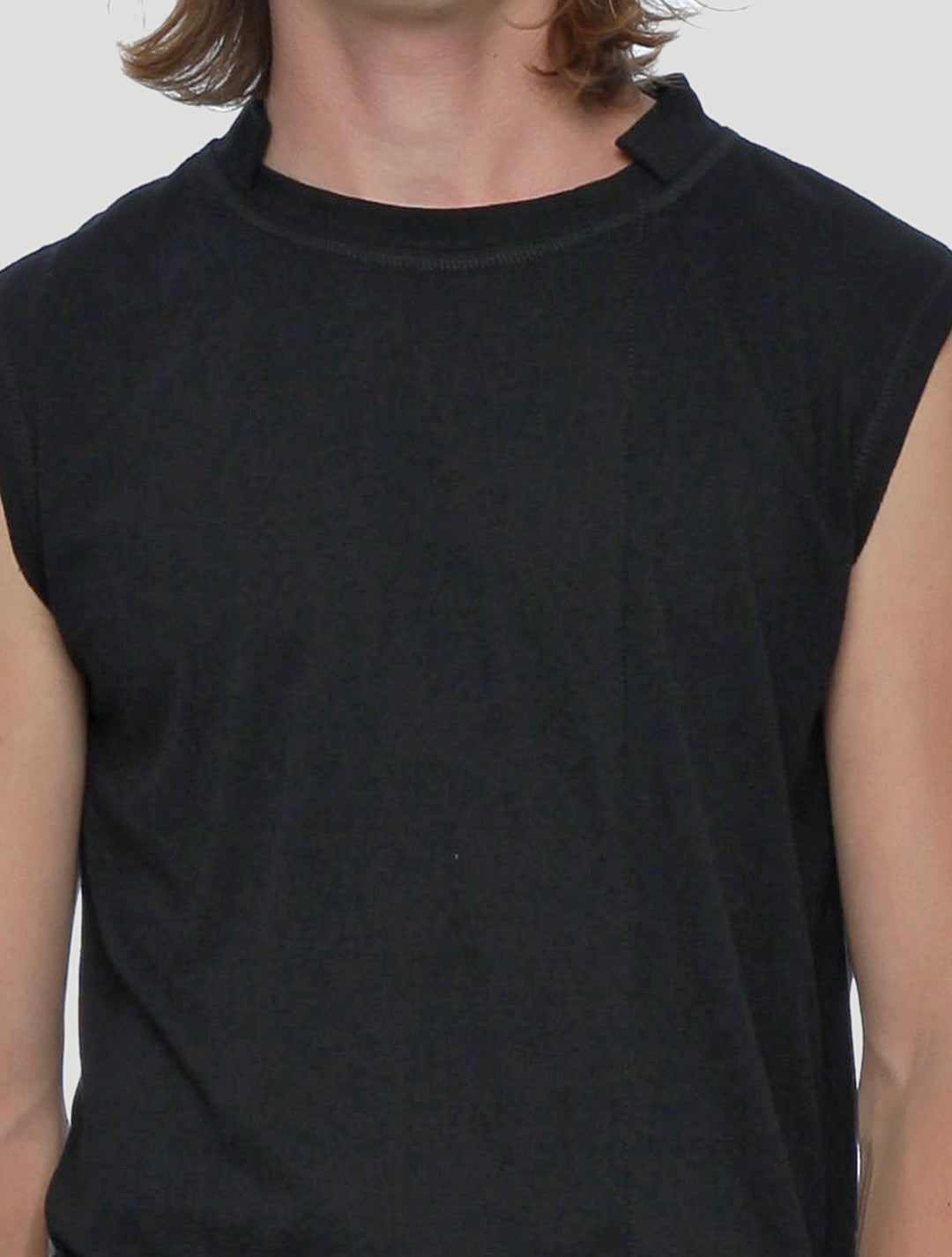 Black Blended Sleeveless Tee - Psylo Fashion