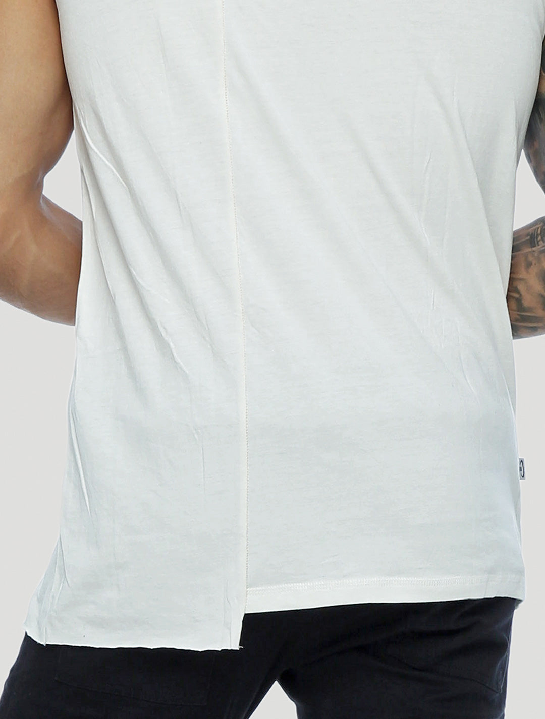White Blended Sleeveless Tee - Psylo Fashion