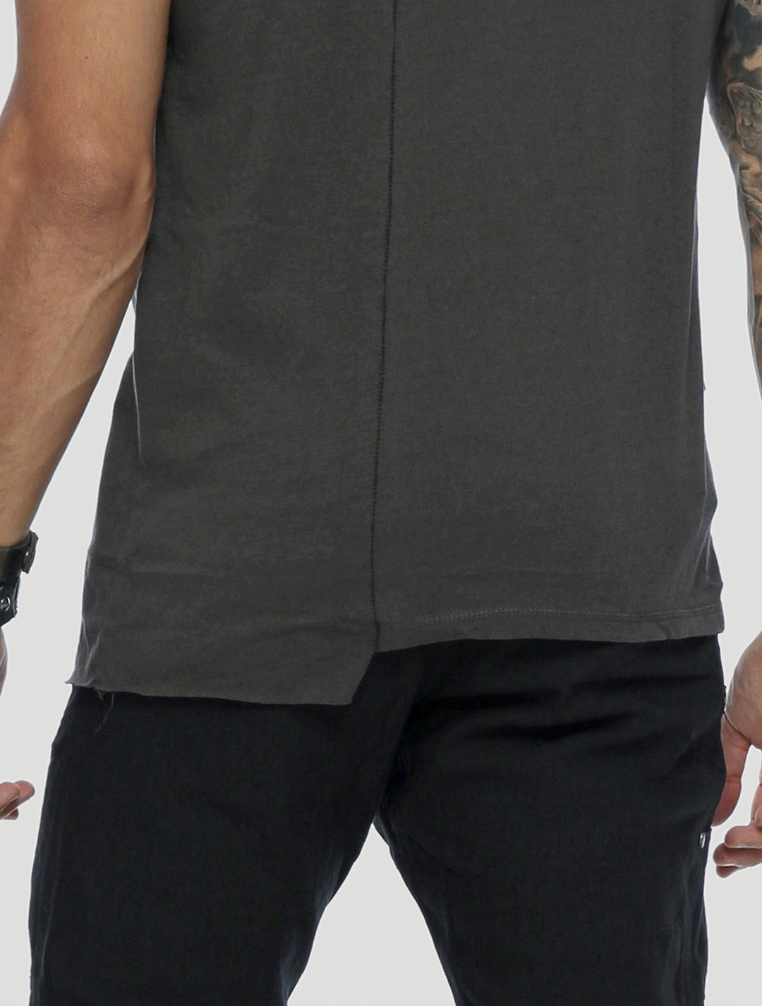 Olive Green Blended Sleeveless Tee - Psylo Fashion