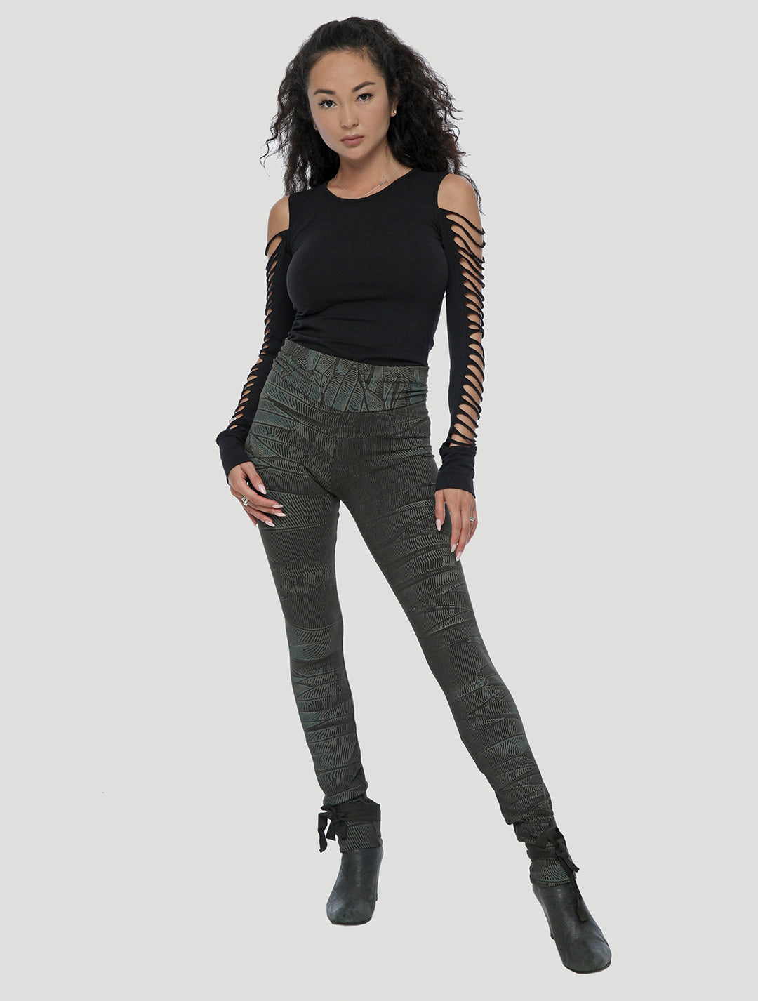 Crystal High Foldover Long Leggings - Psylo Fashion