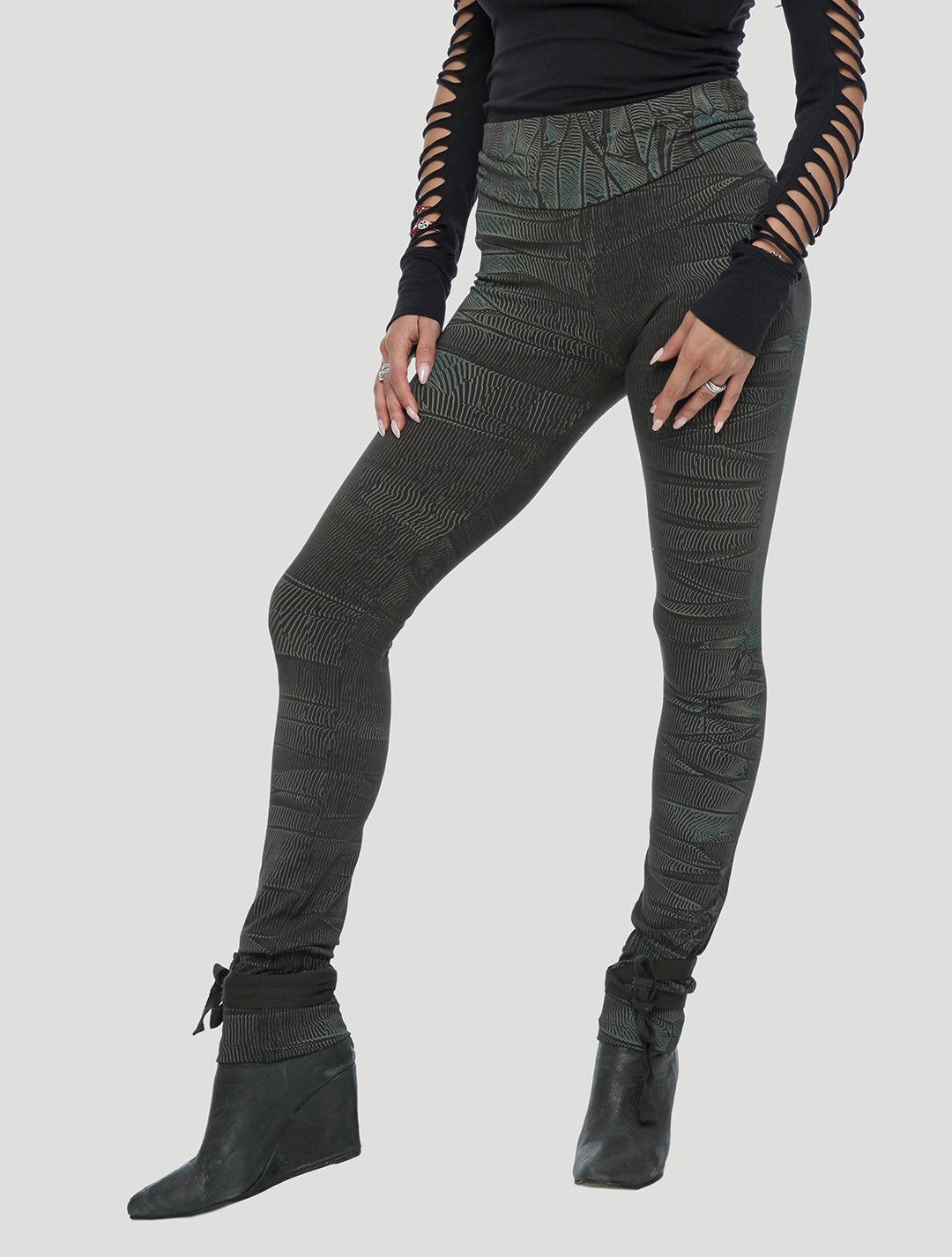 Crystal High Foldover Long Leggings - Psylo Fashion