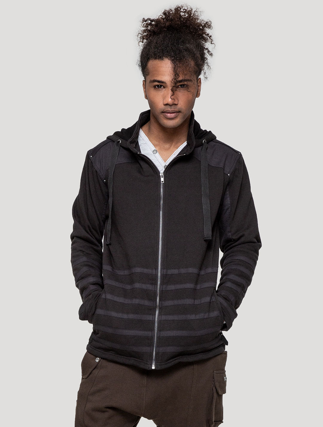 Black Crossing Rmx Hooded Jacket - Psylo Fashion