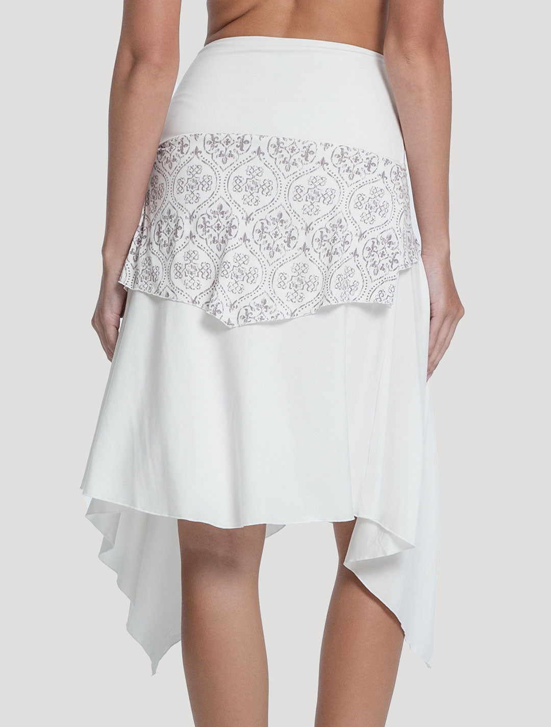 Off White 'Drag' Organic Cotton Asymmetric Midi Skirt by Psylo Fashion