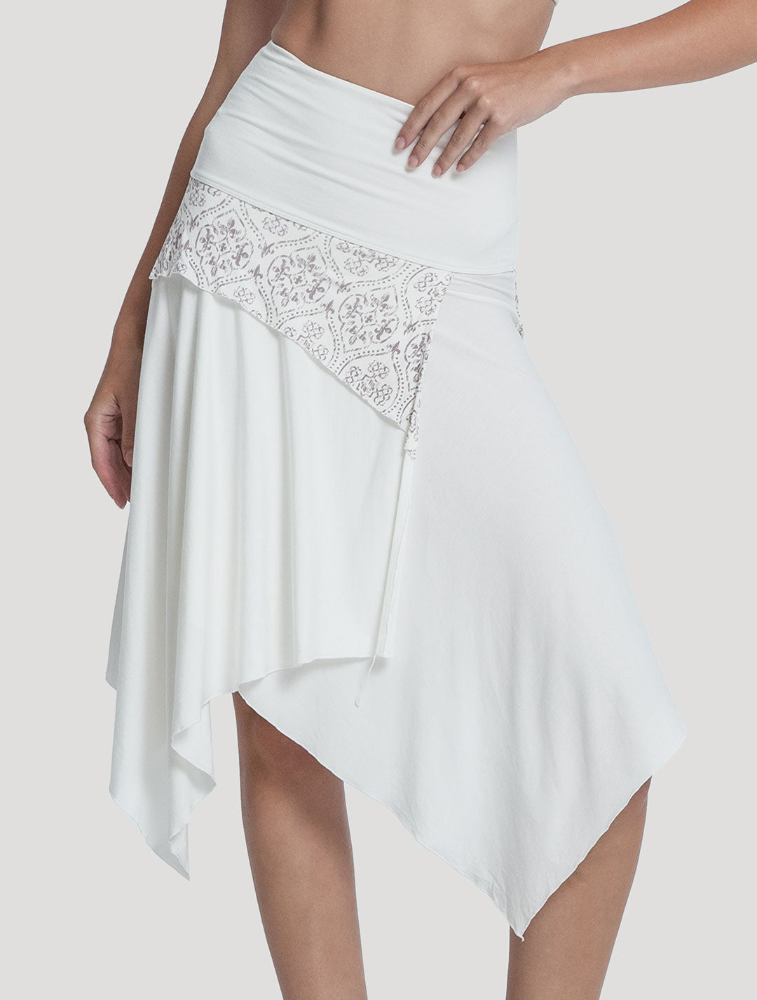 Off White 'Drag' Organic Cotton Asymmetric Midi Skirt by Psylo Fashion