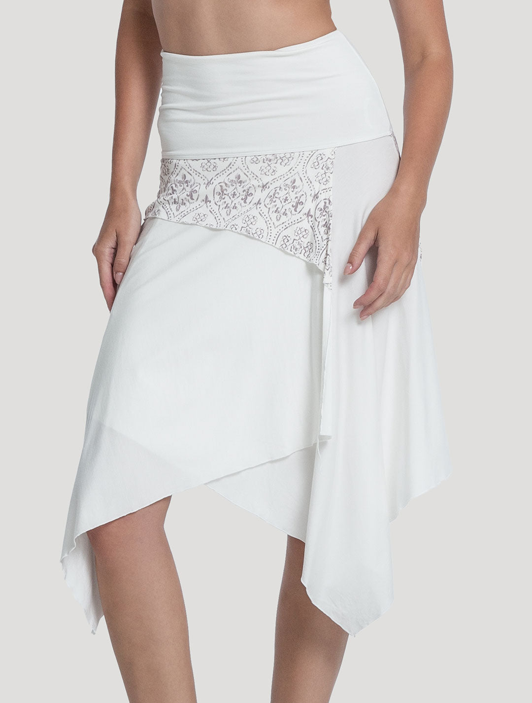 Off White 'Drag' Organic Cotton Asymmetric Midi Skirt by Psylo Fashion