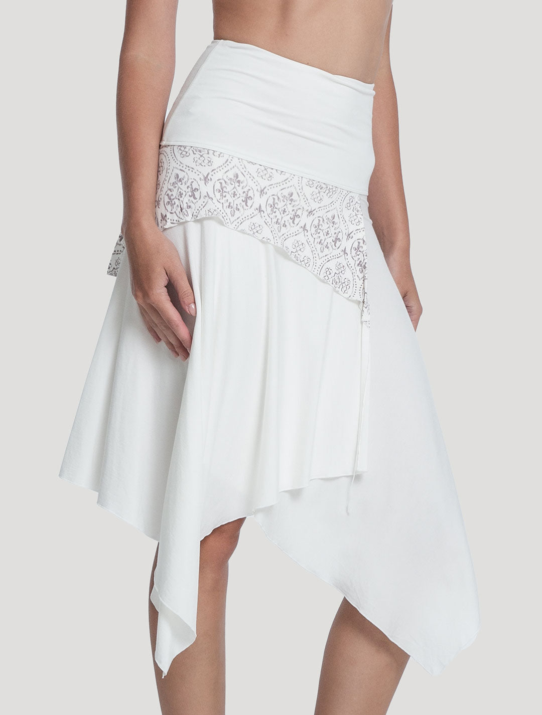 Off White 'Drag' Organic Cotton Asymmetric Midi Skirt by Psylo Fashion