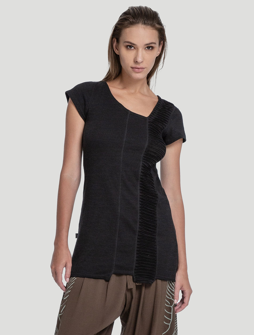 black Freque Short Sleeves Tunic - Psylo Fashion