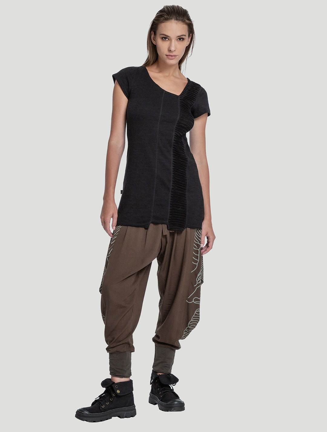 black Freque Short Sleeves Tunic - Psylo Fashion