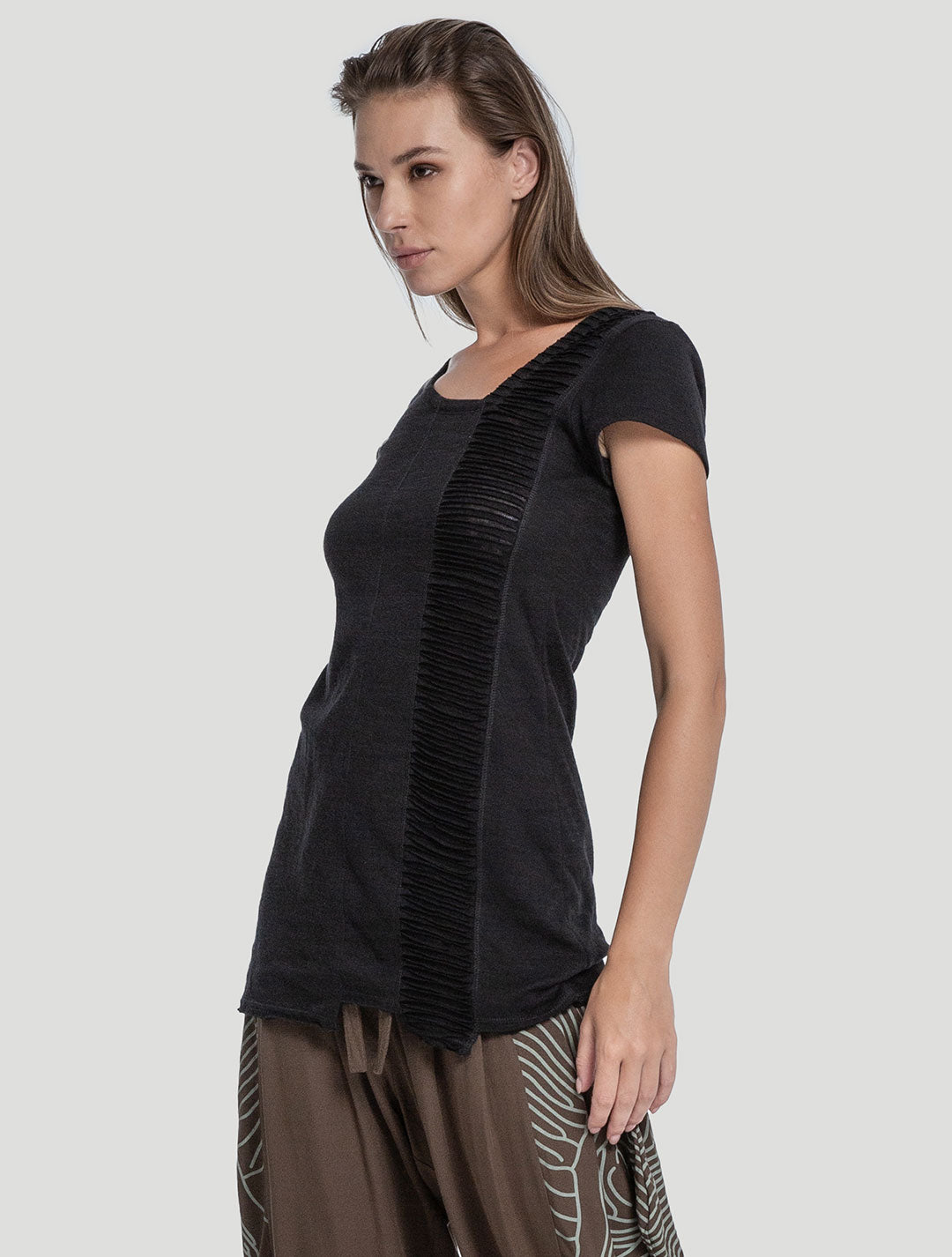 black Freque Short Sleeves Tunic - Psylo Fashion