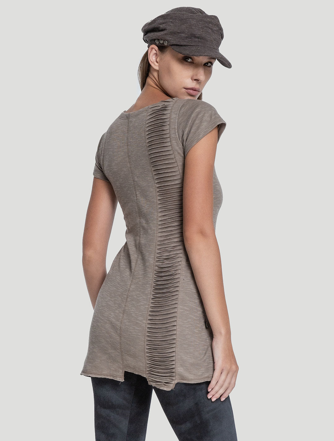 Cement Freque Short Sleeves Tunic - Psylo Fashion