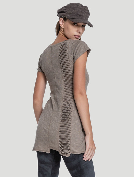 Cement Freque Short Sleeves Tunic - Psylo Fashion