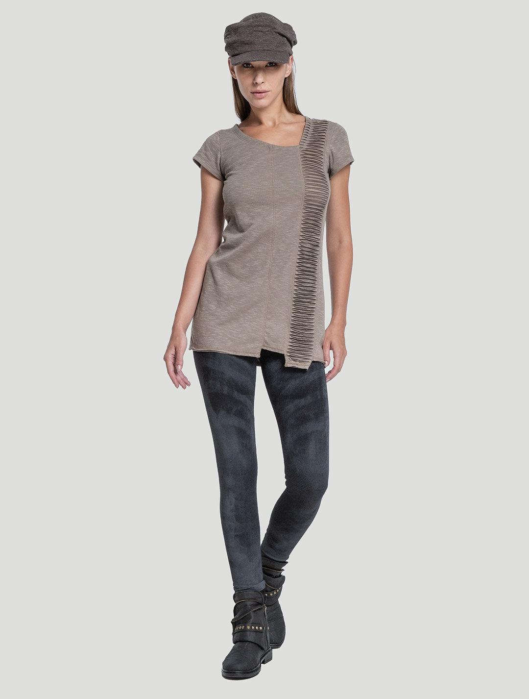 Cement Freque Short Sleeves Tunic - Psylo Fashion