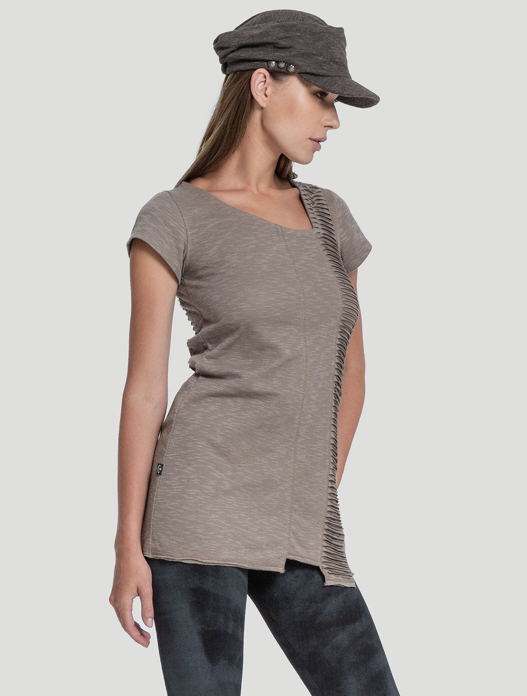 Cement Freque Short Sleeves Tunic - Psylo Fashion