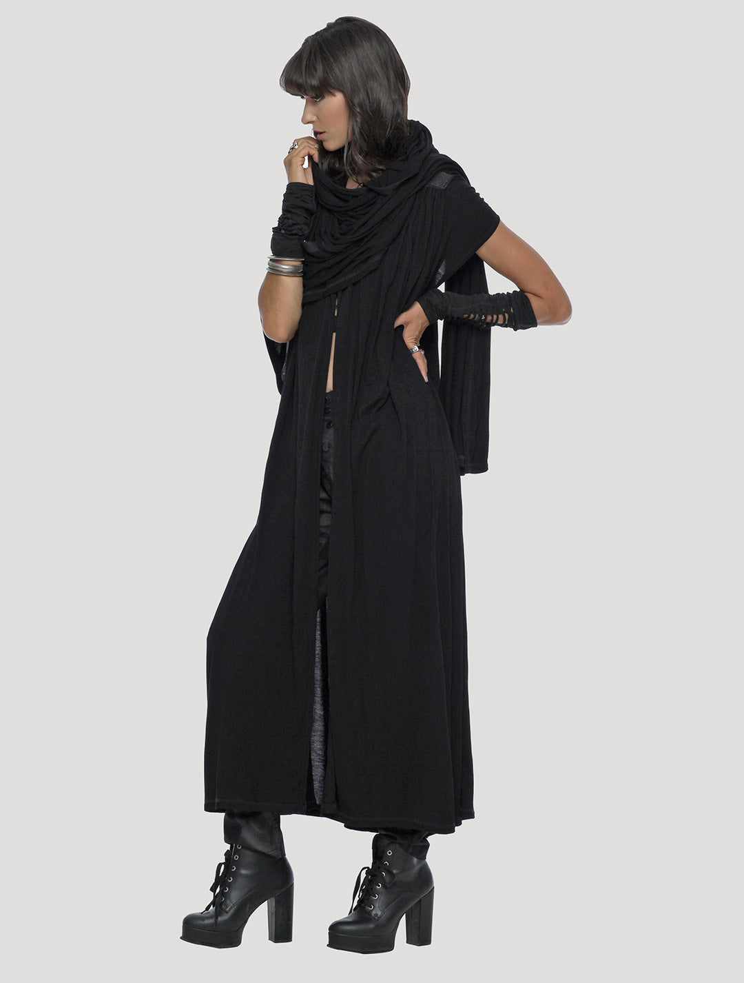 Forest Hooded Long Vest - Psylo Fashion