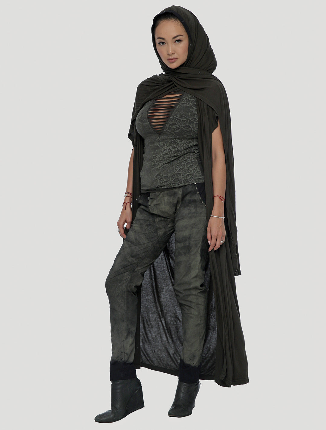Forest Hooded Long Vest - Psylo Fashion