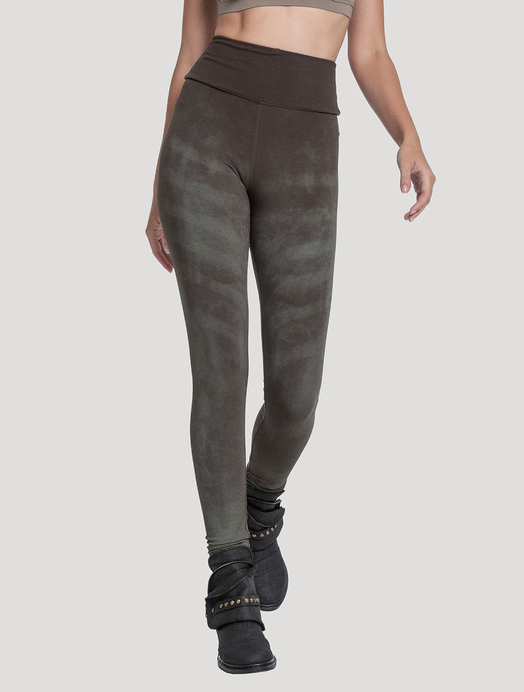 Green Olive Jiva High Waist Leggings - Psylo Fashion