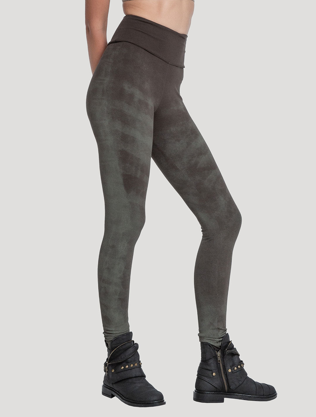 Green Olive Jiva High Waist Leggings - Psylo Fashion