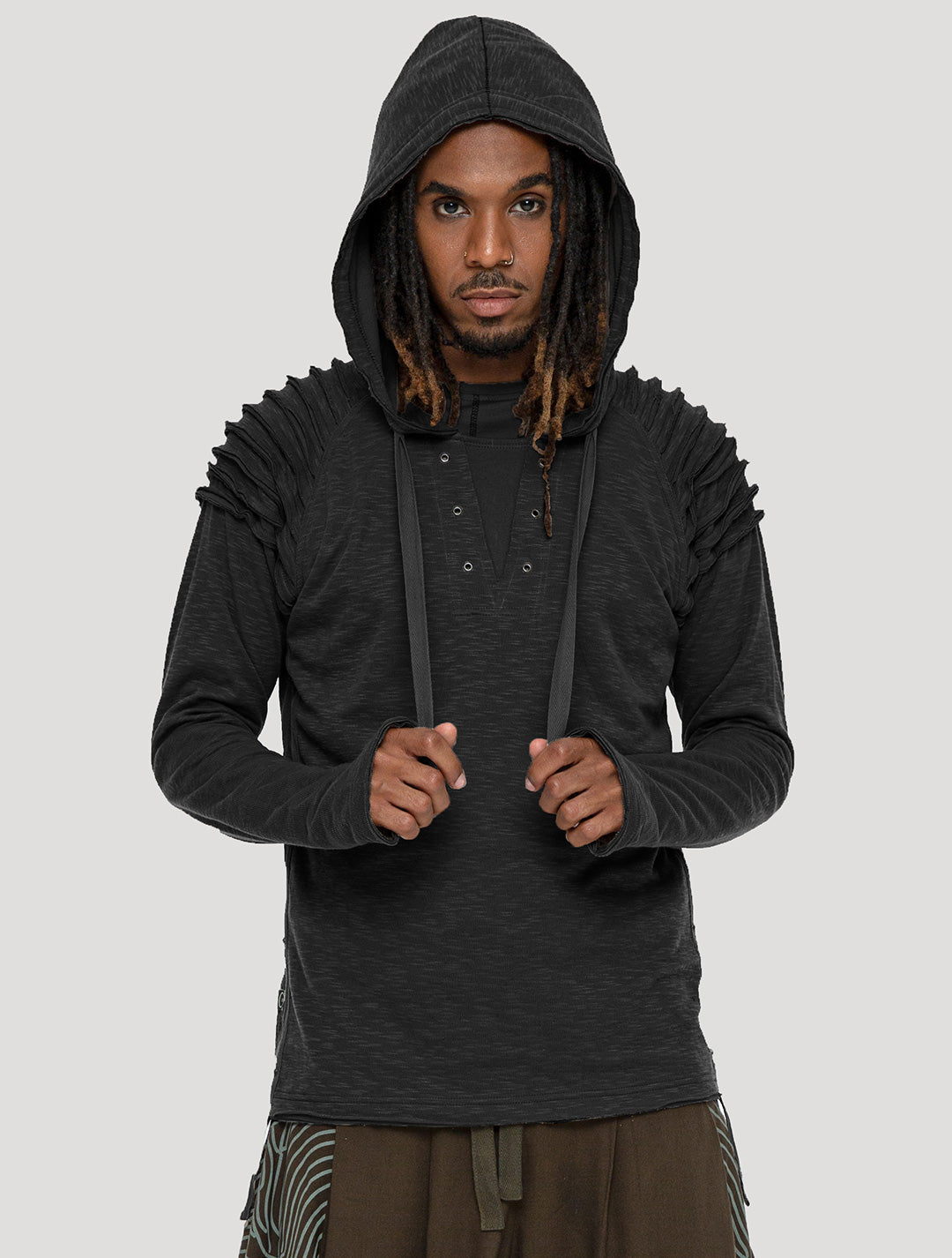 Kobi Hoodie | Black Hooded Jumper by Psylo Fashion