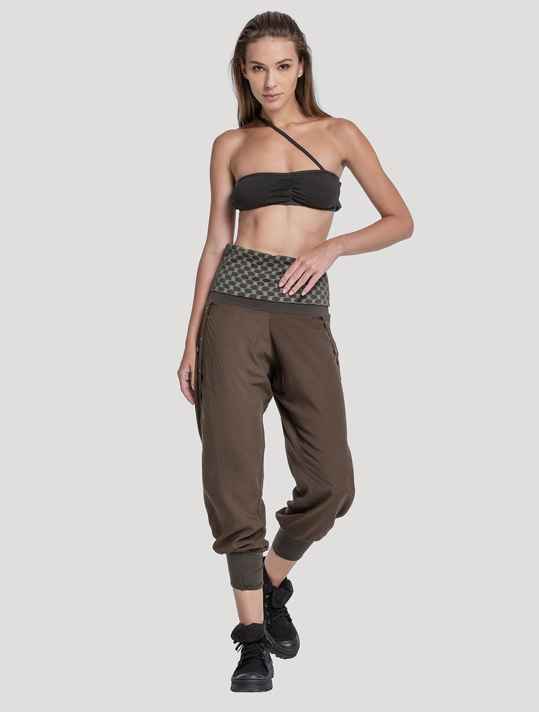 Green Olive Kafiya Harem Pants - Psylo Fashion