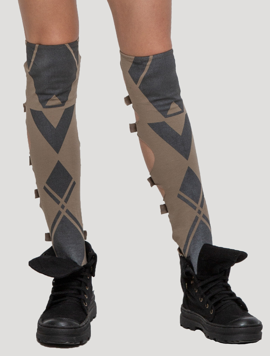 Cement beige 'Karma' Organic Cotton Lycra Leg Warmers - Psylo Fashion