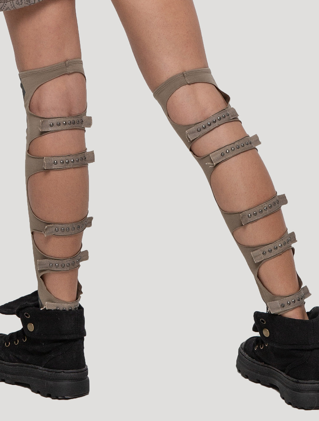 Cement beige 'Karma' Organic Cotton Lycra Leg Warmers - Psylo Fashion