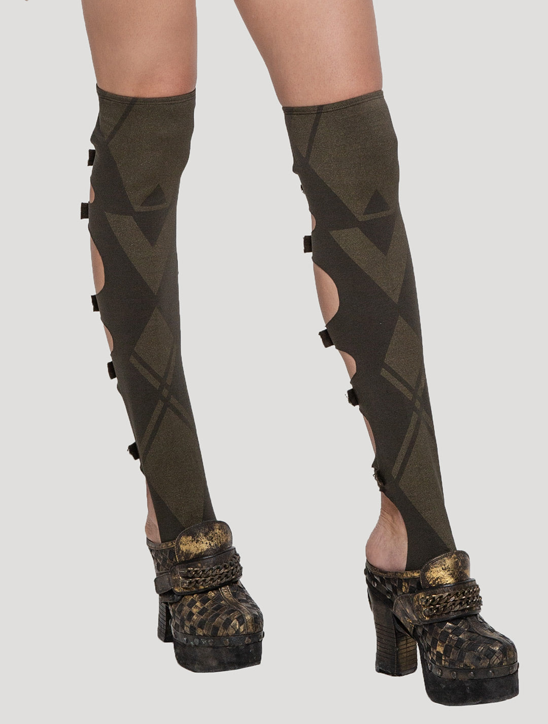 Olive green 'Karma' Organic Cotton Lycra Leg Warmers - Psylo Fashion