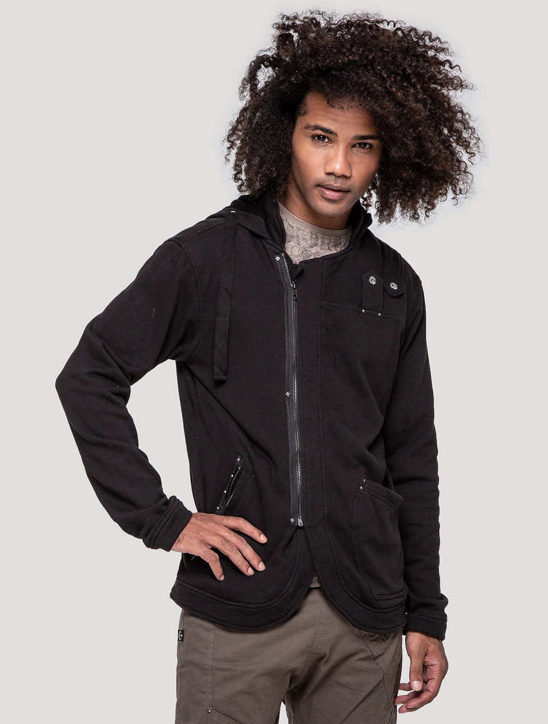 'LPG' Rmx Hooded Jacket Asymmetric Zipped Hoodie