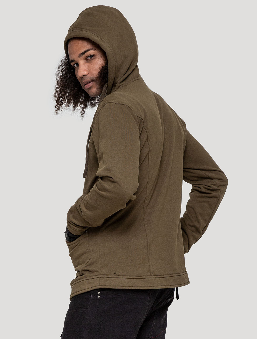 Olive green LPG Rmx Hooded Jacket - Psylo Fashion