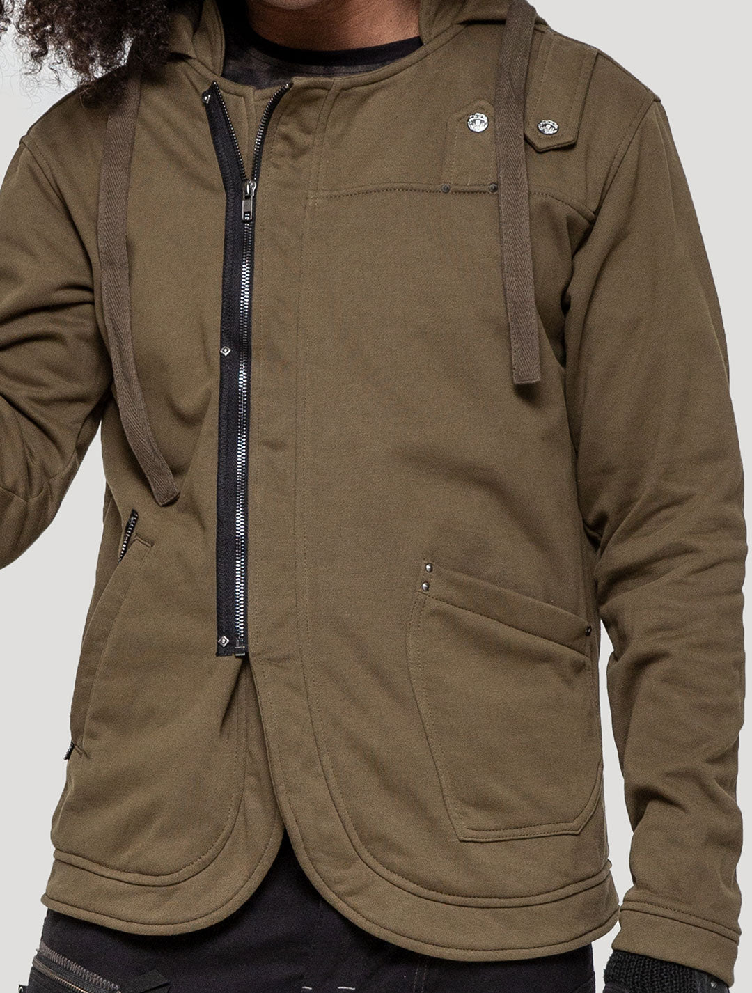 Olive green LPG Rmx Hooded Jacket - Psylo Fashion