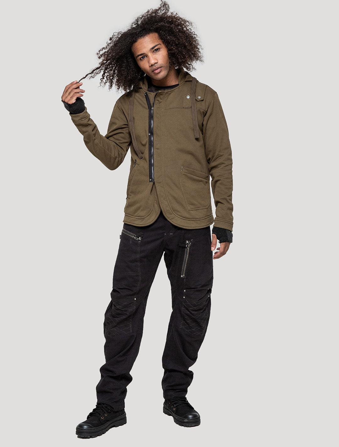 Olive green LPG Rmx Hooded Jacket - Psylo Fashion