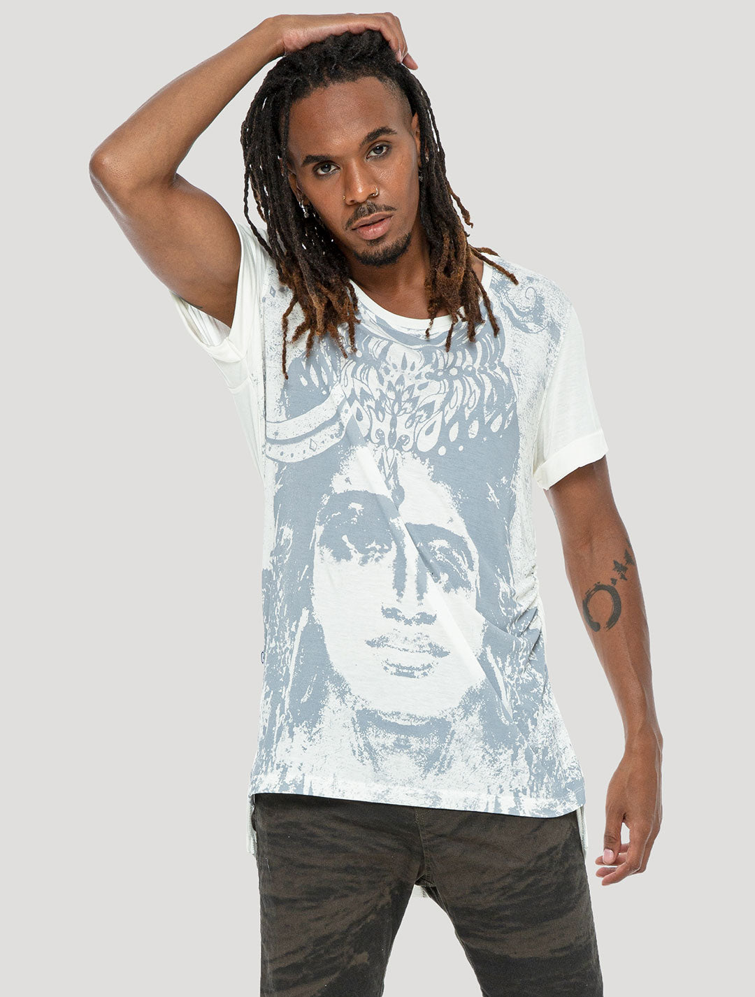 White 'Maha' 100% Bamboo Printed T-shirt