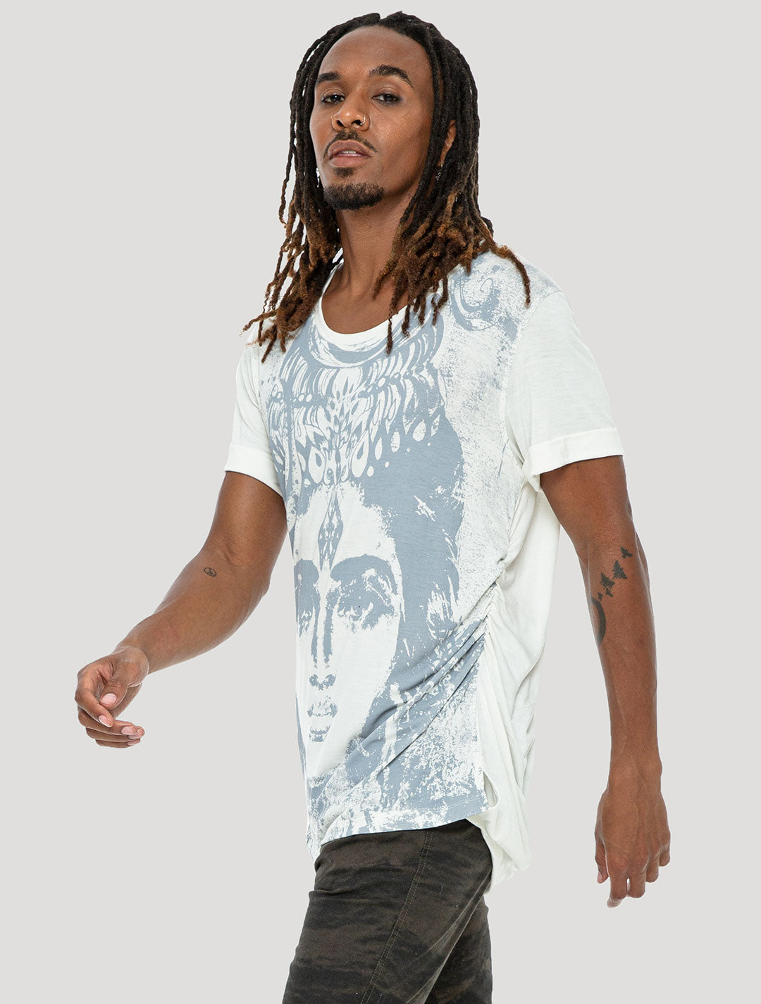 White 'Maha' 100% Bamboo Printed T-shirt