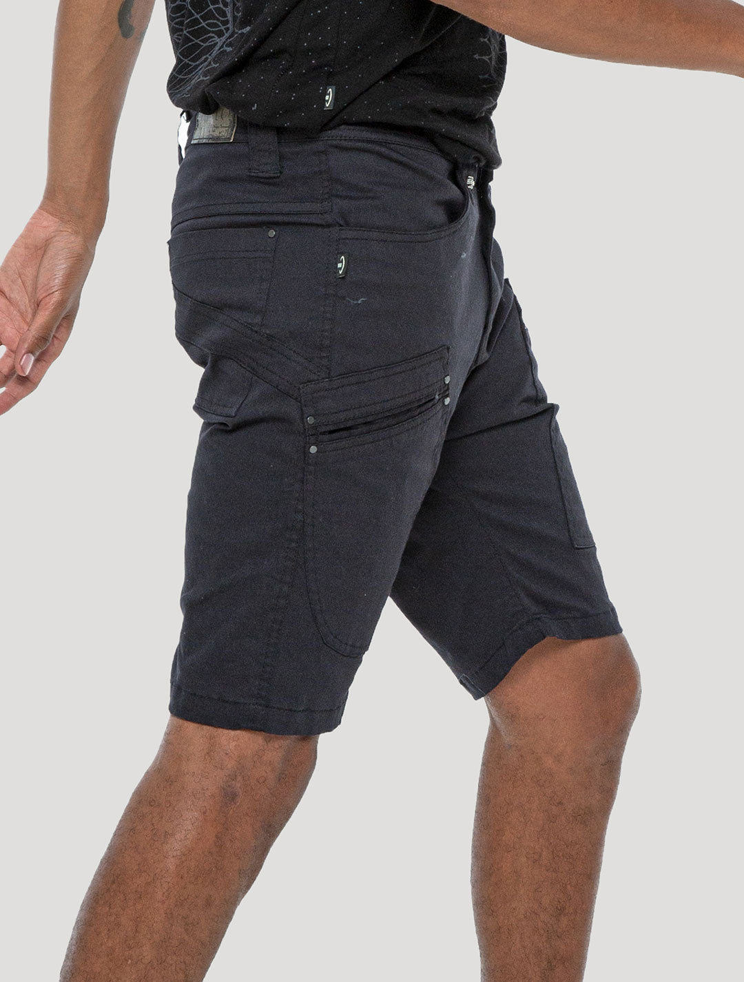 Grungy 'Mint Rmx' black Cotton Shorts by Psylo Fashion