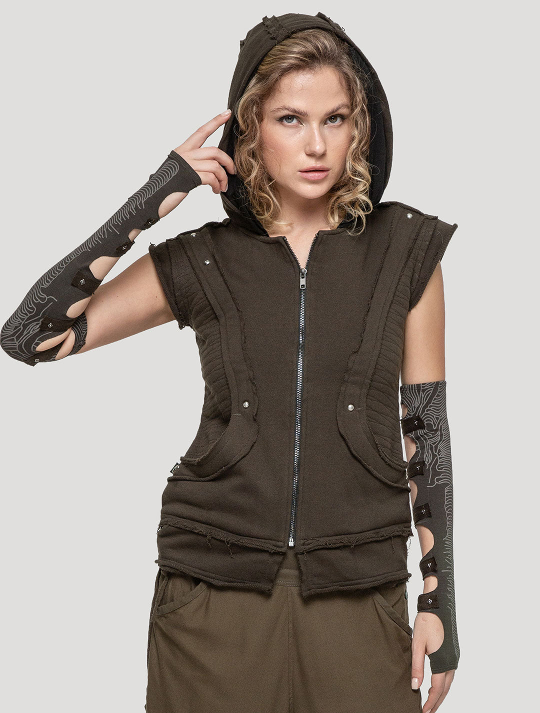 Olive green Mad Max Rmx Hoodie Vest