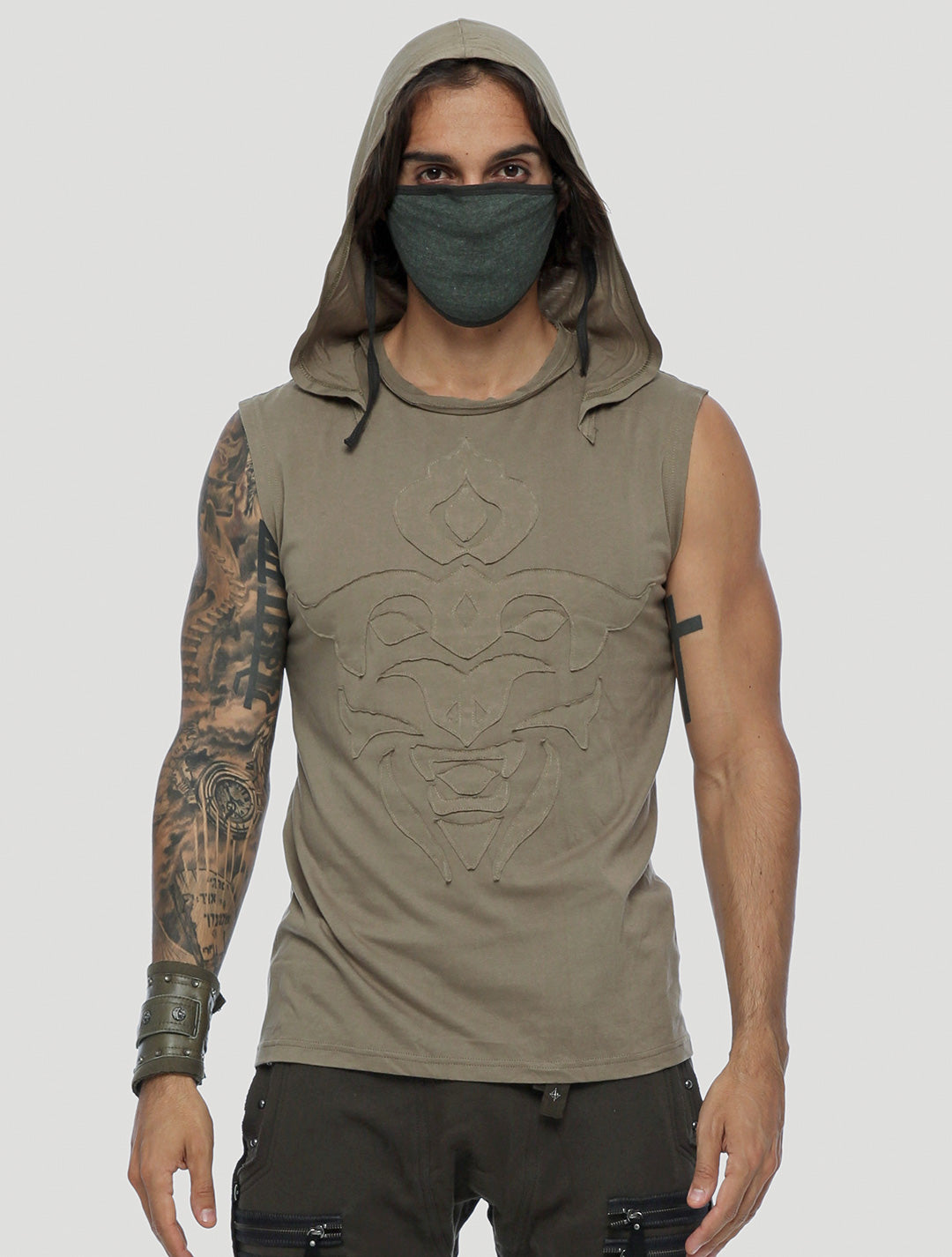 Mask Sleeveless Hoodie - Psylo Fashion