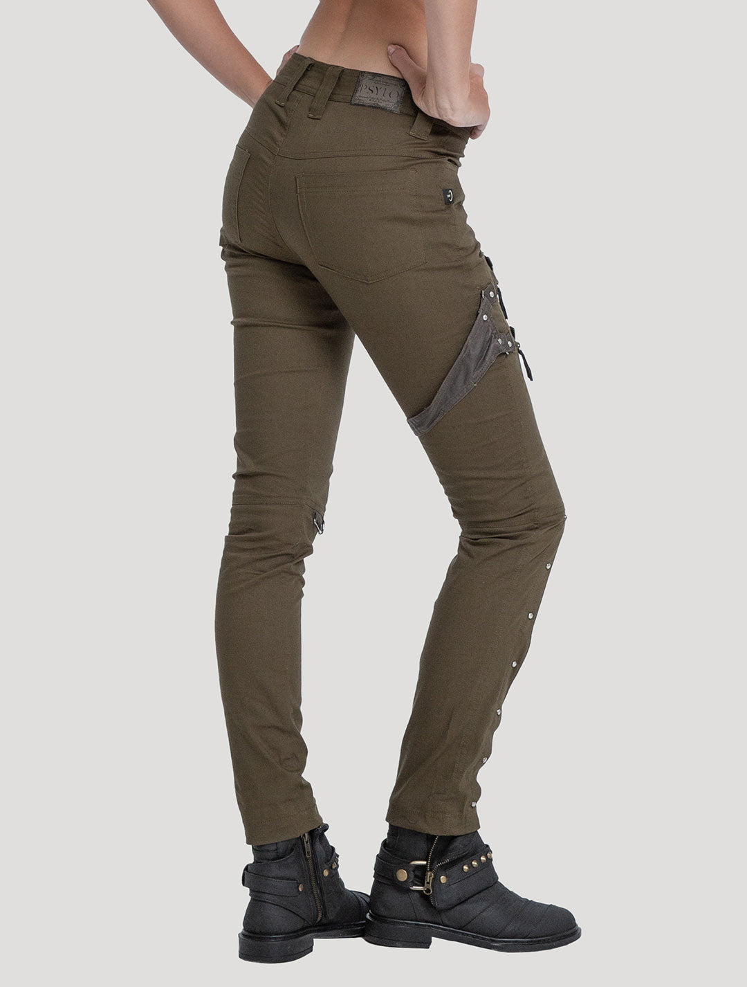 Green Olive 'Masa' Rmx Pencil Pants by Psylo Fashion